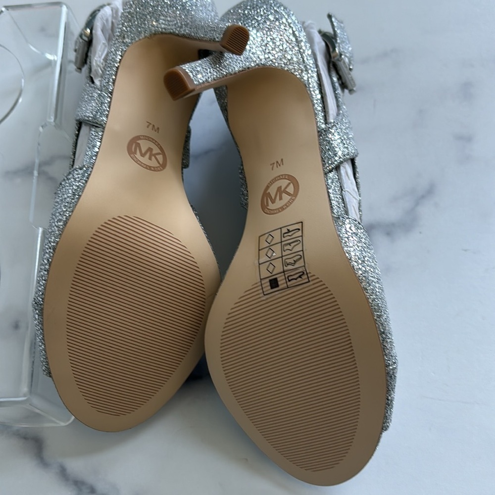 Michael Kors Becky Slingback Silver Glitter Open Toe Pumps Size 7M NWOT - Picture 5 of 10